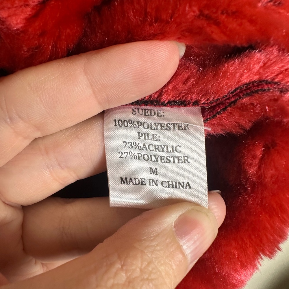 Red Suede Moda International Patchwork Jacket Medium Vintage 90s Y2K - Picture 5 of 5